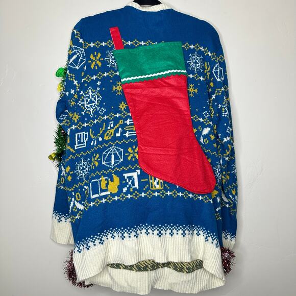 Ugly Christmas Sweater Snowman Squishmallow LIGHTS UP Tinsel Party Winner Sz 2XL - Picture 3 of 5